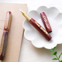 ナムジャイ漆・悠久の波・赤 Fountain Pen - Wancher ワンチャー
