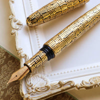 廣田漆・櫛目堆漆塗 金色 Fountain Pen - Wancher ワンチャー
