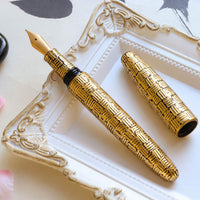 廣田漆・櫛目堆漆塗 金色 Fountain Pen - Wancher ワンチャー
