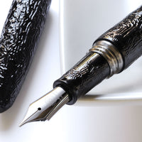 八雲塗 ちぢみ ・ 黒 Fountain Pen - Wancher ワンチャー
