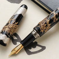 堆錦・双竜・黒 Fountain Pen - Wancher ワンチャー