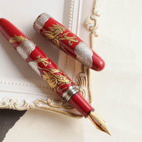 堆錦・双竜・朱 Fountain Pen - Wancher ワンチャー