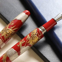 堆錦・双竜・朱 Fountain Pen - Wancher ワンチャー