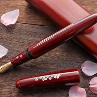 象嵌 桜の川・漆・赤溜塗り Fountain Pen - Wancher ワンチャー
