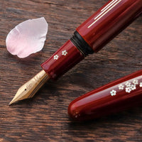 象嵌 桜の川・漆・赤溜塗り Fountain Pen - Wancher ワンチャー