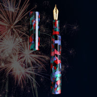 カレイド万年筆・ブラック・夜祭り Fountain Pen - Wancher ワンチャー