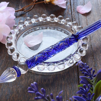 国東ガラスペン・ペン枕セット・ブルーローズ Glass Pen - Wancher ワンチャー