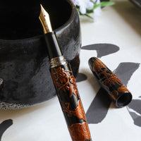 堆錦・双竜・黒 Fountain Pen - Wancher ワンチャー