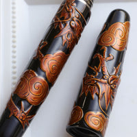 堆錦・双竜・黒 Fountain Pen - Wancher ワンチャー