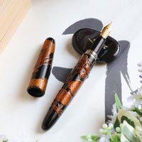 堆錦・双竜・黒 Fountain Pen - Wancher ワンチャー