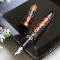 堆錦・双竜・黒 Fountain Pen - Wancher ワンチャー