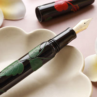 ドリームペン 堆錦・ハイビスカス・漆・黒 Fountain Pen - Wancher ワンチャー