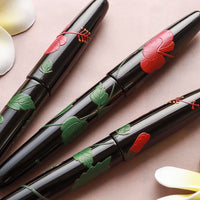 ドリームペン 堆錦・ハイビスカス・漆・黒 Fountain Pen - Wancher ワンチャー