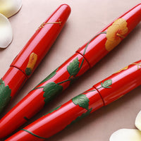 ドリームペン 堆錦・ハイビスカス・漆・朱 Fountain Pen - Wancher ワンチャー