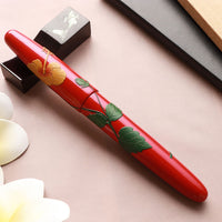 ドリームペン 堆錦・ハイビスカス・漆・朱 Fountain Pen - Wancher ワンチャー