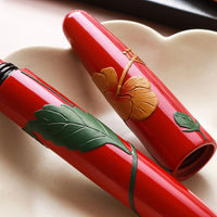ドリームペン 堆錦・ハイビスカス・漆・朱 Fountain Pen - Wancher ワンチャー