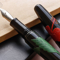 ドリームペン 堆錦・ハイビスカス・漆・黒 Fountain Pen - Wancher ワンチャー