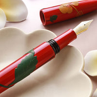 ドリームペン 堆錦・ハイビスカス・漆・朱 Fountain Pen - Wancher ワンチャー