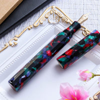 カレイド万年筆・ブラック・夜祭り Fountain Pen - Wancher ワンチャー