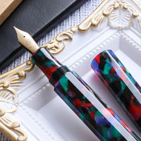 カレイド万年筆・ブラック・夜祭り Fountain Pen - Wancher ワンチャー