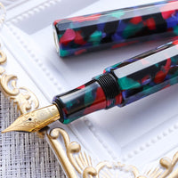 カレイド万年筆・ブラック・夜祭り Fountain Pen - Wancher ワンチャー