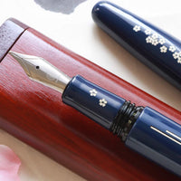 象嵌 桜の川・漆・青 Fountain Pen - Wancher ワンチャー