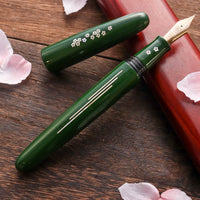 象嵌 桜の川・漆・緑 Fountain Pen - Wancher ワンチャー