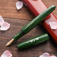 象嵌 桜の川・漆・緑 Fountain Pen - Wancher ワンチャー