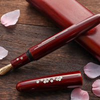 象嵌 桜の川・漆・赤溜塗り Fountain Pen - Wancher ワンチャー