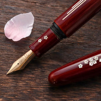 象嵌 桜の川・漆・赤溜塗り Fountain Pen - Wancher ワンチャー
