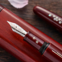 象嵌 桜の川・漆・赤溜塗り Fountain Pen - Wancher ワンチャー
