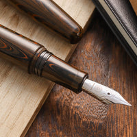 誠エボナイト・マーブルブラウン Fountain Pen - Wancher ワンチャー