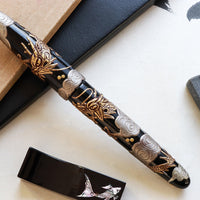 堆錦・双竜・黒 Fountain Pen - Wancher ワンチャー