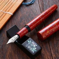 世界万年筆・犀皮漆・赤上げ Fountain Pen - Wancher ワンチャー