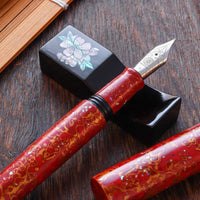 世界万年筆・犀皮漆・赤上げ Fountain Pen - Wancher ワンチャー