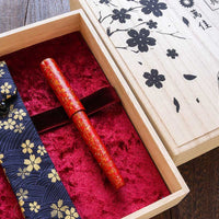 世界万年筆・犀皮漆・赤上げ Fountain Pen - Wancher ワンチャー