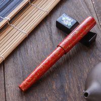 世界万年筆・犀皮漆・赤上げ Fountain Pen - Wancher ワンチャー