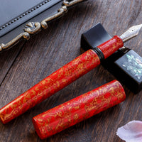 世界万年筆・犀皮漆・赤上げ Fountain Pen - Wancher ワンチャー