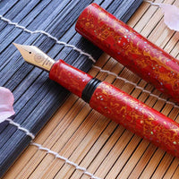 世界万年筆・犀皮漆・赤上げ Fountain Pen - Wancher ワンチャー