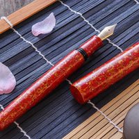 世界万年筆・犀皮漆・赤上げ Fountain Pen - Wancher ワンチャー