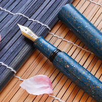 世界万年筆・犀皮漆・青上げ Fountain Pen - Wancher ワンチャー