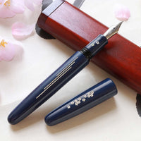 象嵌 桜の川・漆・青 Fountain Pen - Wancher ワンチャー