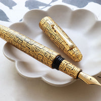廣田漆 櫛目堆漆塗 金色「クリップ付」 Fountain Pen - Wancher ワンチャー