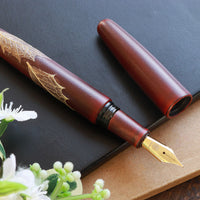 季映万年筆・赤溜塗・ひいらぎ Fountain Pen - Wancher ワンチャー