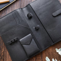 本革ノートカバー A5 コンパクト - ブラック Pen Pouch - Wancher ワンチャー