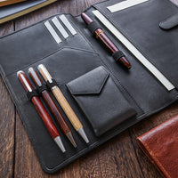 本革ノートカバー A5 コンパクト - ブラック Pen Pouch - Wancher ワンチャー