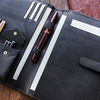 本革ノートカバー A5 コンパクト - ブラック Pen Pouch - Wancher ワンチャー