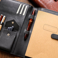 本革ノートカバー A5 コンパクト - ブラック Pen Pouch - Wancher ワンチャー