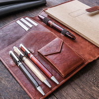 本革ノートカバー A5 コンパクト - コニャックブラウン Pen Pouch - Wancher ワンチャー