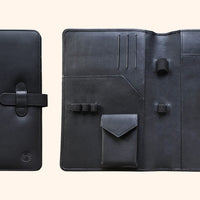 本革ノートカバー A5 コンパクト - ブラック Pen Pouch - Wancher ワンチャー